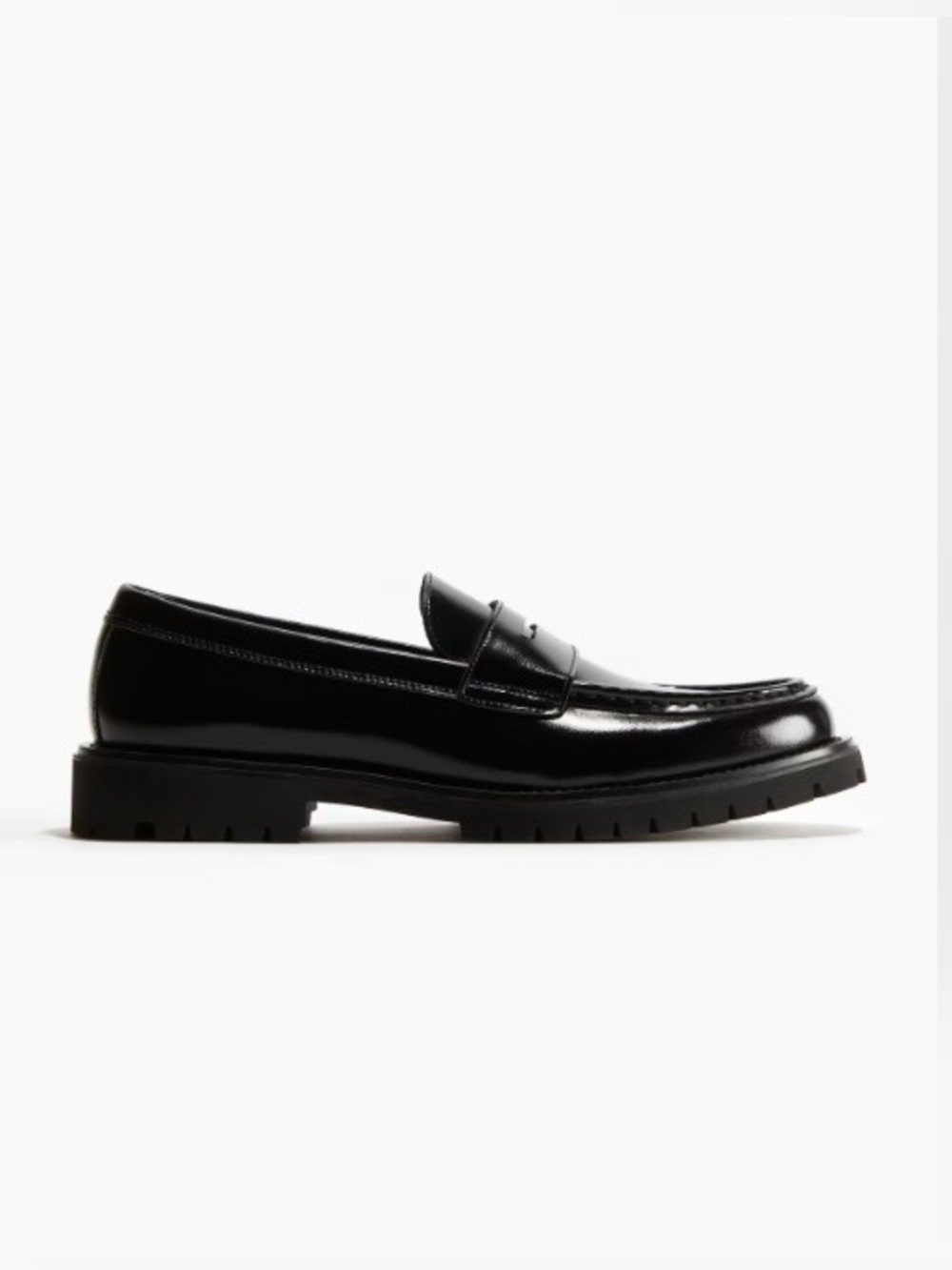 H&M Black Glossy Penny Loafers for Men Size 8.5